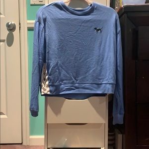 PINK cropped crew neck with lace up sides